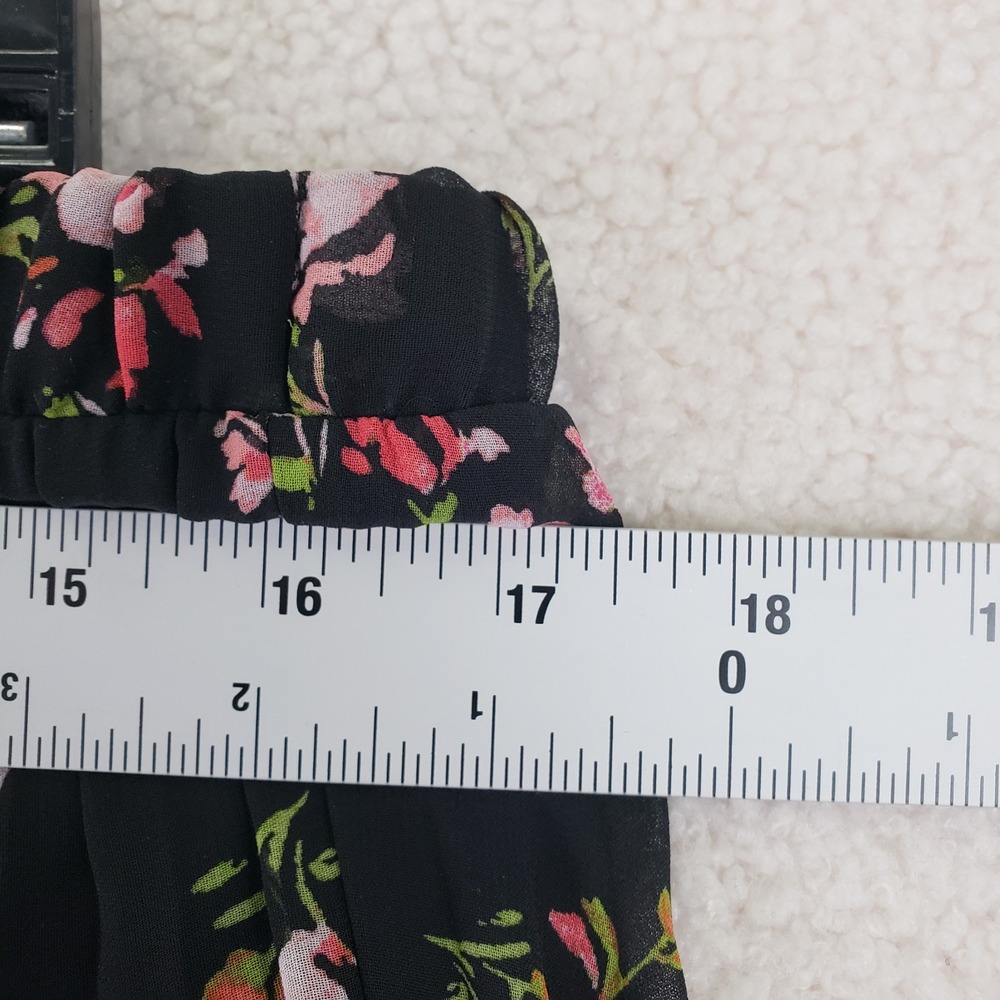 Vince Camuto Floral Cottagecore Pleated Midi Skirt Womens XL Black Boho - Picture 6 of 8